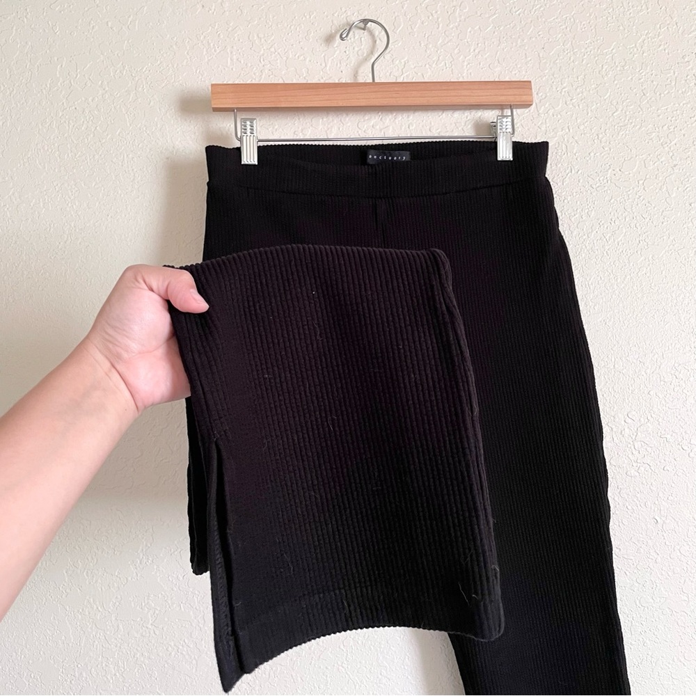 Sanctuary Anthropologie Black The Kicker High Waisted Ribbed Flare Leggings - Picture 6 of 9
